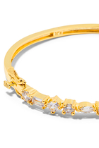 Stone-Embellished Hinge Bangle, Gold-Plated Brass & Cubic Zirconia